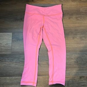 LuLu Lemon Size 4/6 Coral and Grey Reversible Capris Leggings